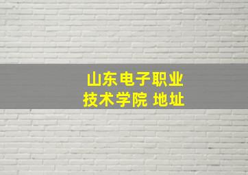 山东电子职业技术学院 地址